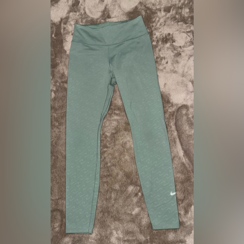 NIKE Dri-Fit Check Logo Legging in Mint Green Size Small